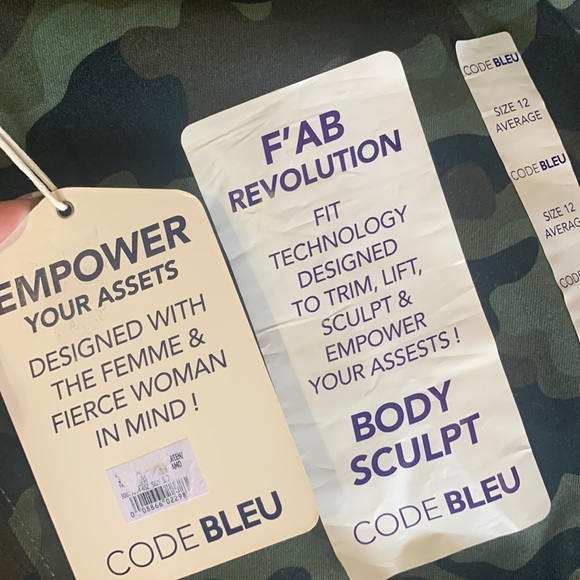 NWT🌟CODE BLEU🇺🇸Skinny🍃Camo PANTS🍃F’AB Body Sculpt Flex Fabric Size 12 - Picture 11 of 12